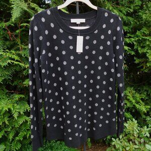 Loft Wool-Blend Polka-Dot Crewneck Sweater  NWT